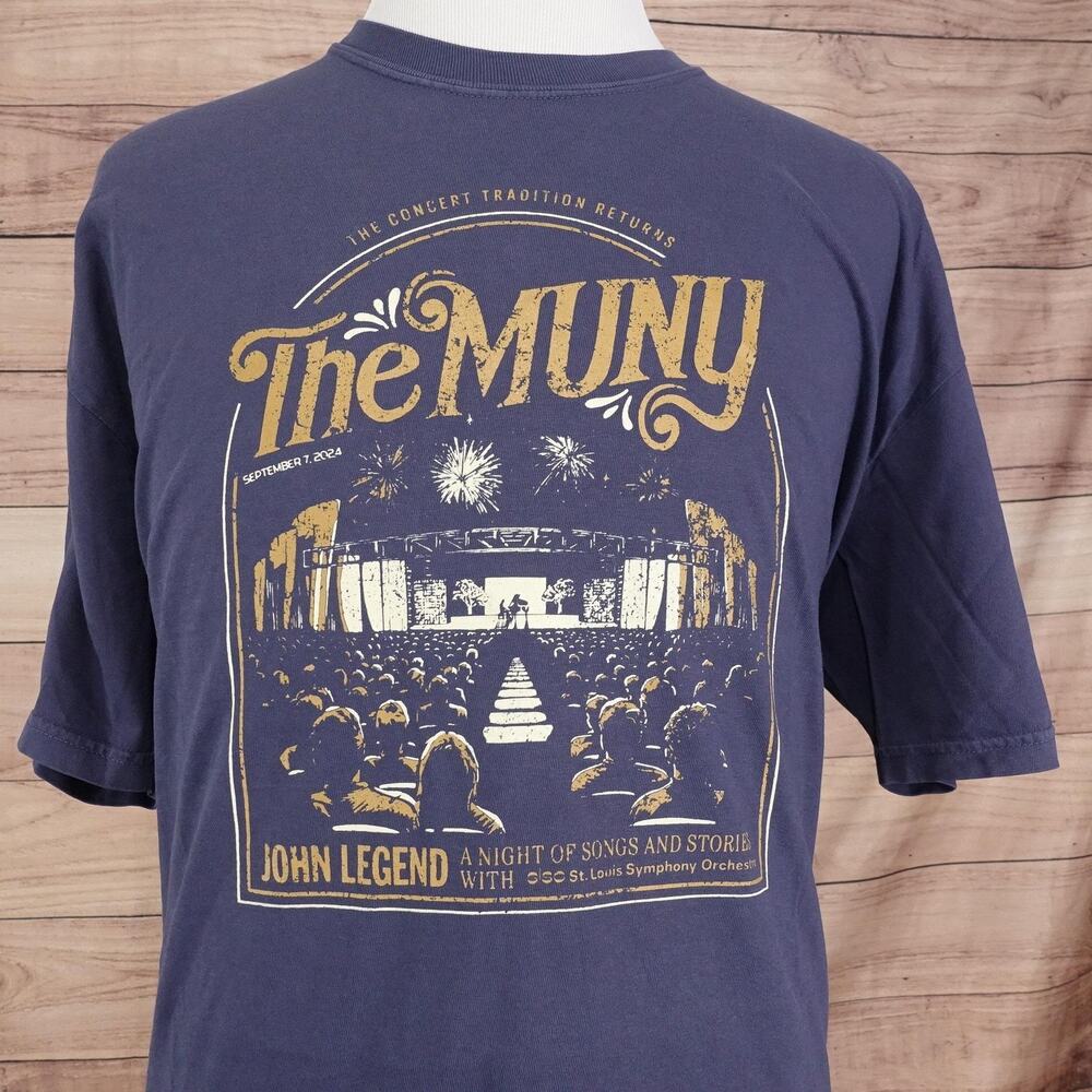 The Muny John Legend Shirt Mens 2XL Blue Concert Graphic‎ Tee 2024 St Louis